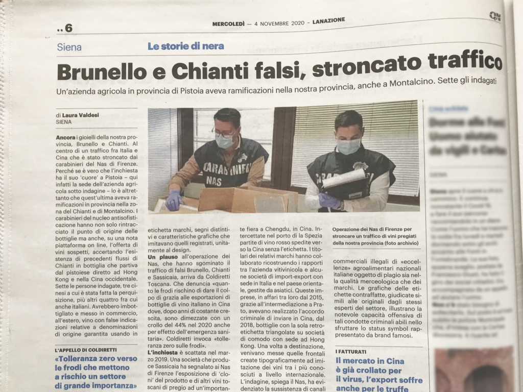 Fake Brunello and Chianti, illegal trade crushed